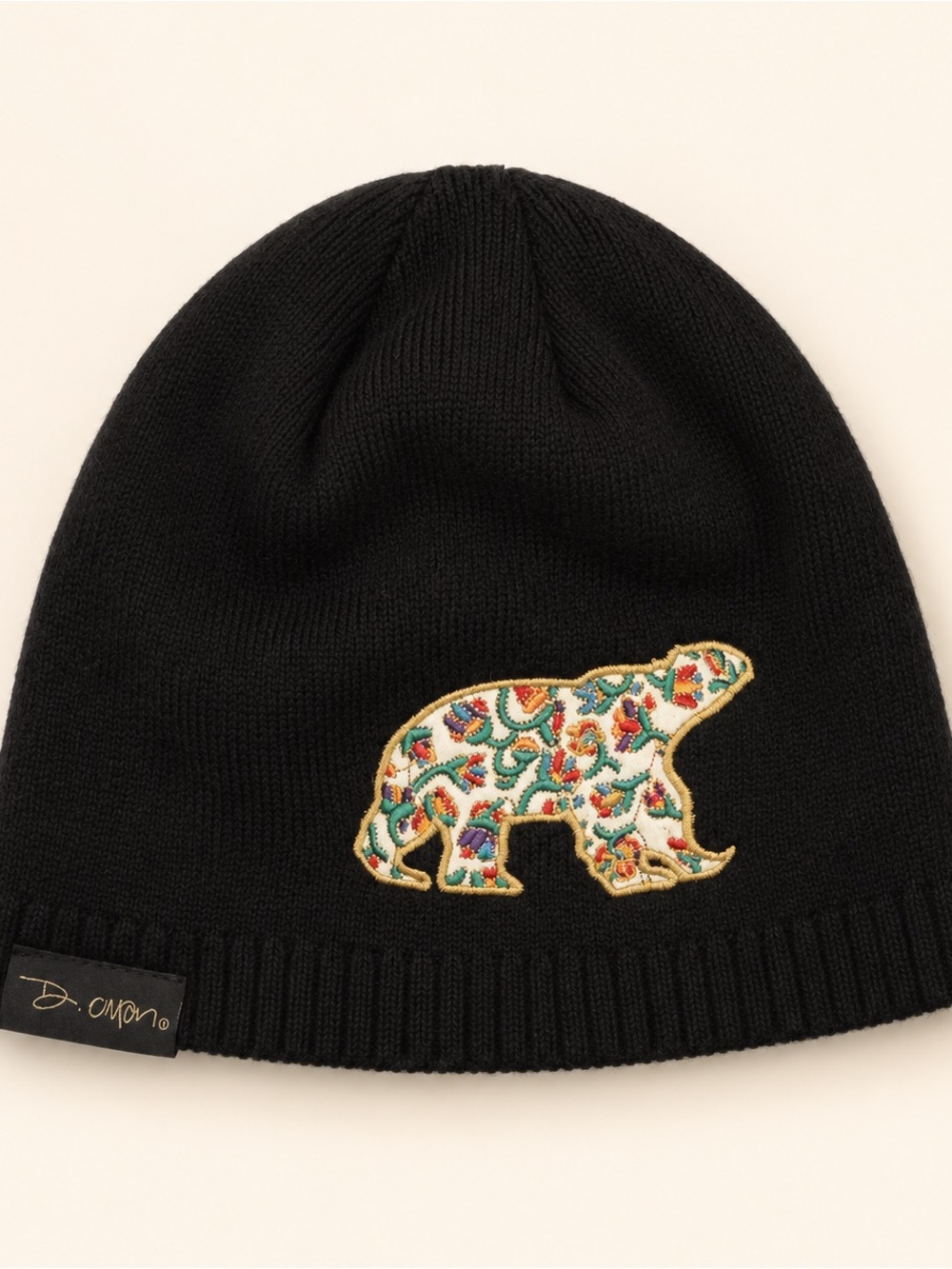 Dawn Oman Beanie with Embroidered Bear